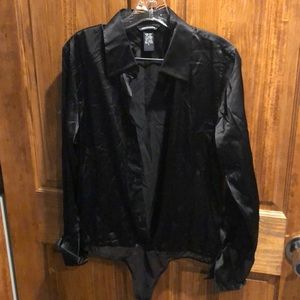 Black satin bodysuit